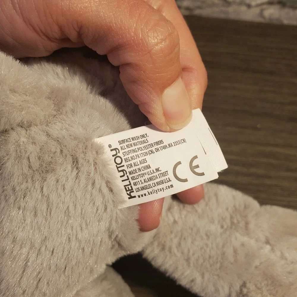 Kellytoy Gray Grey Elephant Crinkle Ear Rattle Plush 12